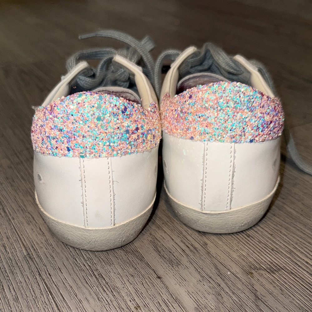 Golden Goose White Sneakers with Pink Glitter Heel - Picture 8 of 14